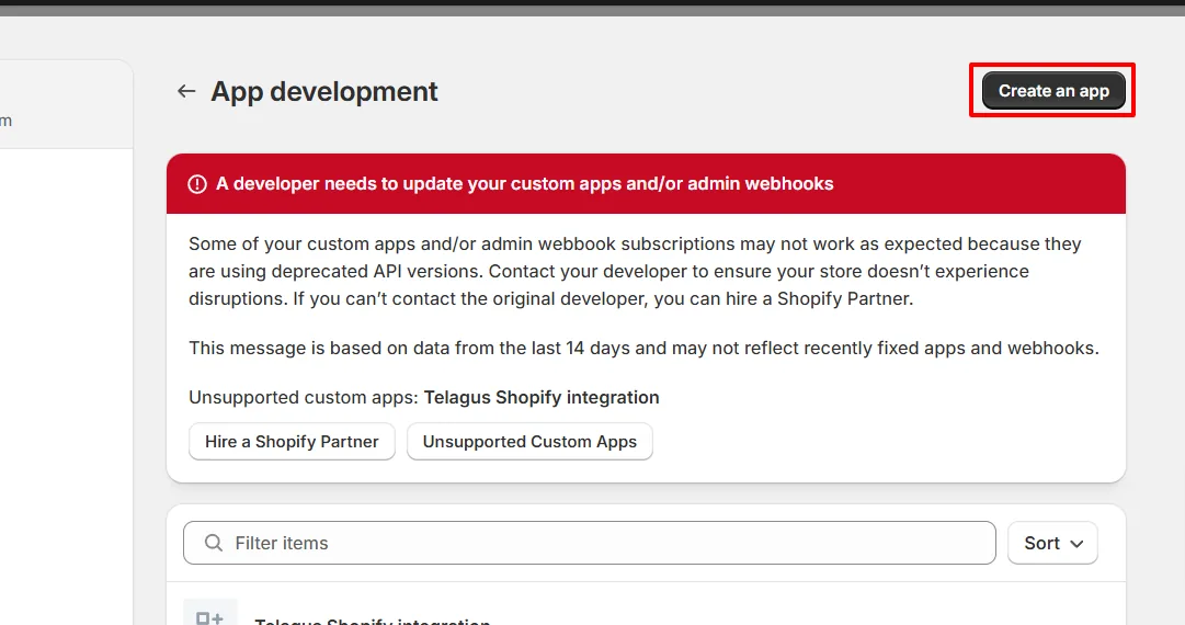Shopify integration, step 3