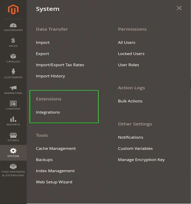Magento integration, step 1
